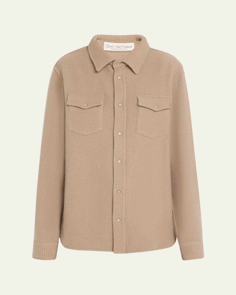 Smoke Waffle Cashmere Shirt Jacket